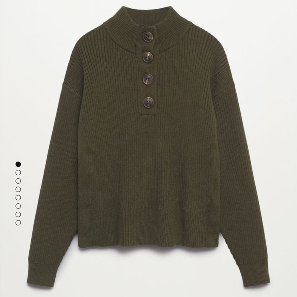 MANGO Ribbed Knit Sweater in Khaki